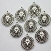 5 Antique Silver Lion Pendants, Lion Medallion, Lion Head