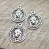 5 Antique Silver Lion Pendants, Lion Medallion, Lion Head