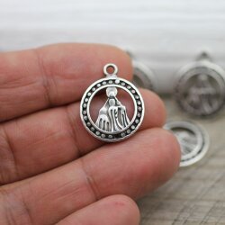 10 Antque Silver Miraculous Medal, Holy Mary charms