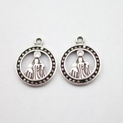 10 Antque Silver Miraculous Medal, Holy Mary charms