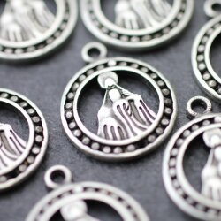 10 Antque Silver Miraculous Medal, Holy Mary charms