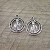 10 Antque Silver Miraculous Medal, Holy Mary charms