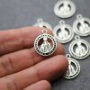 10 Antque Silver Miraculous Medal, Holy Mary charms