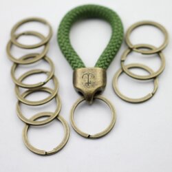 5 Metall Schlüsselanhänger Ringe, 30 mm, altmessing
