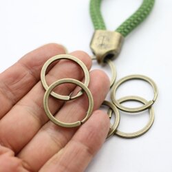 5 Antique Bronze metal Keyrings, 30 mm