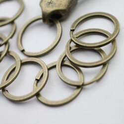5 Antique Bronze metal Keyrings, 30 mm