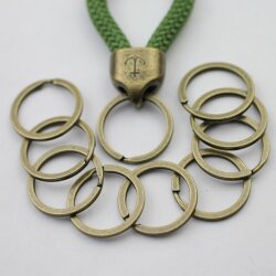 5 Antique Bronze metal Keyrings, 30 mm