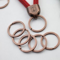 5 Antique Copper metal Keyrings, 30 mm