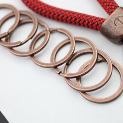 5 Metall Schlüsselanhänger Ringe, 30 mm, altkupfer