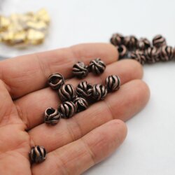 10 floral Beads, Antique Copper