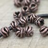 10 floral Beads, Antique Copper