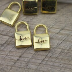 1 Love Padlock Love Lock Pendants Gold