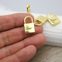 1 Love Padlock Love Lock Pendants Gold