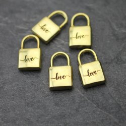 1 Love Padlock Love Lock Pendants Gold