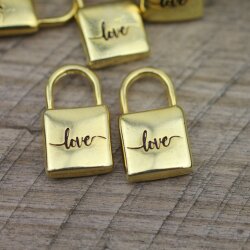 1 Love Padlock Love Lock Pendants Gold
