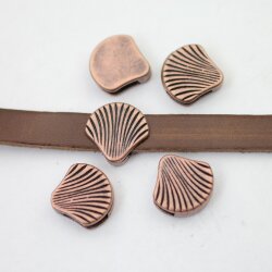 10 Antique Copper shell sliding Beads