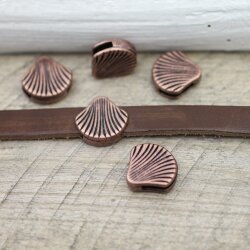 10 Antique Copper shell sliding Beads