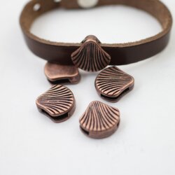 10 Antique Copper shell sliding Beads