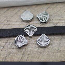 10 Dark Silver shell sliding Beads