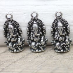 10 Ganesha Schmuckanhänger, dunkel Silber