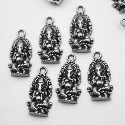 10 Dark Silver Elephant Ganesha Charms Pendants