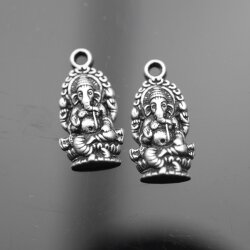 10 Dark Silver Elephant Ganesha Charms Pendants