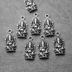 10 Dark Silver Elephant Ganesha Charms Pendants