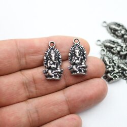 10 Dark Silver Elephant Ganesha Charms Pendants