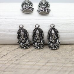 10 Dark Silver Elephant Ganesha Charms Pendants