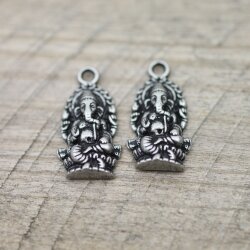 10 Dark Silver Elephant Ganesha Charms Pendants