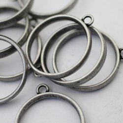 5 Dark Silver Round Hollow Frame Glue Blank, Open Bezel Blank Frame, Resin Jewelry Findings