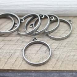 5 Dark Silver Round Hollow Frame Glue Blank, Open Bezel Blank Frame, Resin Jewelry Findings