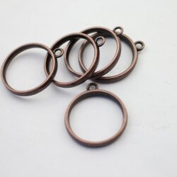 5 Antique Copper Round Hollow Frame Glue Blank, Open Bezel Blank Frame, Resin Jewelry Findings