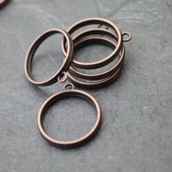 5 Antique Copper Round Hollow Frame Glue Blank, Open Bezel Blank Frame, Resin Jewelry Findings