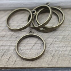 5 Antique Bronze Round Hollow Frame Glue Blank, Open Bezel Blank Frame, Resin Jewelry Findings