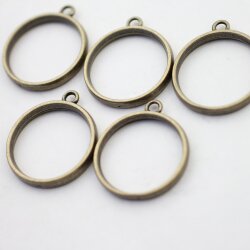 5 Antique Bronze Round Hollow Frame Glue Blank, Open Bezel Blank Frame, Resin Jewelry Findings