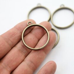 5 Antique Bronze Round Hollow Frame Glue Blank, Open Bezel Blank Frame, Resin Jewelry Findings