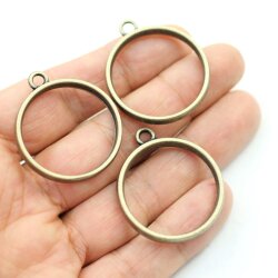 5 Antique Bronze Round Hollow Frame Glue Blank, Open Bezel Blank Frame, Resin Jewelry Findings