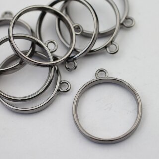 5 Gun Metal Round Hollow Frame Glue Blank, Open Bezel Blank Frame, Resin Jewelry Findings