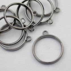 5 Gun Metal Round Hollow Frame Glue Blank, Open Bezel...