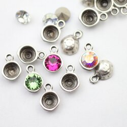 20 Antique Silver Pendants Settings for Swarovski and...