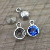 20 Antique Silver Pendants Settings for Swarovski and Preciosa Crystal 8 mm