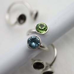 5 Antique Silver Ring Settings for Swarovski and Preciosa Crystal 8 mm