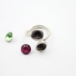 5 Antique Silver Ring Settings for Swarovski and Preciosa Crystal 8 mm