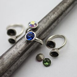 5 Antique Silver Ring Settings for Swarovski and Preciosa Crystal 8 mm