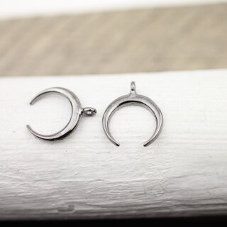 10 Gun Metal Crescent Moon Charms Pendant, Half moon charms