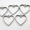 5 Dark Silver Heart Hollow Frame Glue Blank, Drop Open Bezel Blank Frame, Resin Jewelry Findings