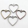 5 Antique Copper Heart Hollow Frame Glue Blank, Drop Open Bezel Blank Frame, Resin Jewelry Findings