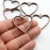 5 Antique Copper Heart Hollow Frame Glue Blank, Drop Open Bezel Blank Frame, Resin Jewelry Findings