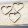 5 Antique Bronze Heart Hollow Frame Glue Blank, Drop Open Bezel Blank Frame, Resin Jewelry Findings